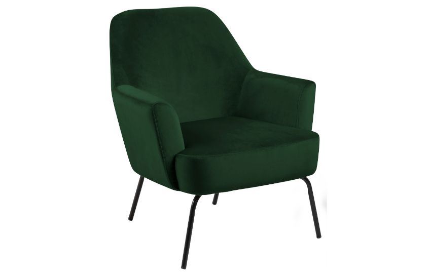 MELISSA Green Fabric Armchair With Black Metal Base • Mobilitop