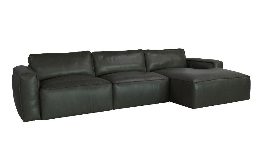 HAZAL Genuine Green Leather Sectional Sofa • Mobilitop Lebanon Beirut