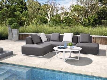 868CS234 - Grey And White Outdoor Sectional Sofa
