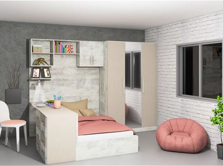 GRACE - Single Bed With Integrated Desk And Closet 