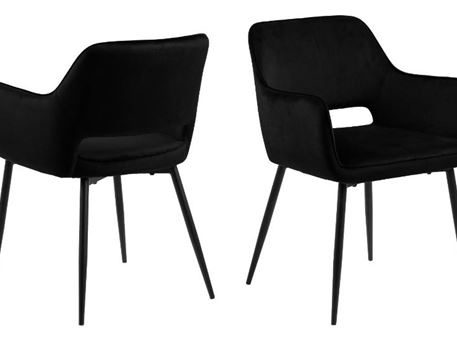 RANJA - Black Fabric Dining Chair With An Open Back 