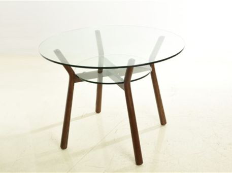RT-S142 - Clear Glass Top With Natural Wood Legs