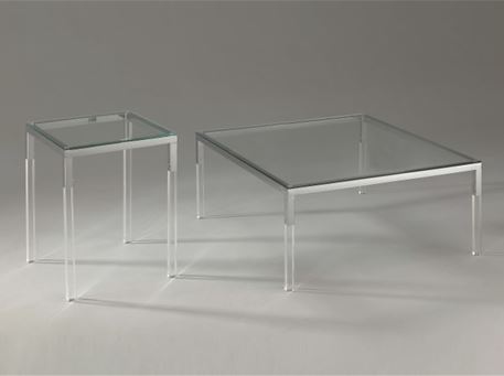 FANTINI - Square Coffee Table With Glass Top & Acrylic Legs.