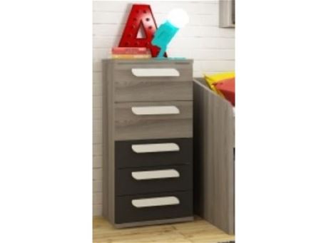 COMPACT - Grey Chest Of 5 Drawers