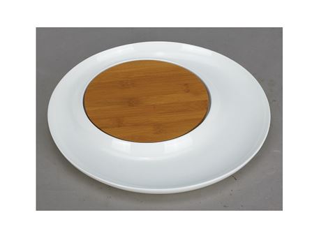 HT10101082W - Round Plate With Bamboo Board