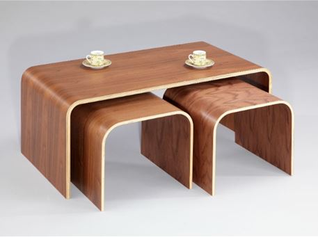 BALLIANA - Center Table, Walnut Wood, Set Of 3 Nesting Tables