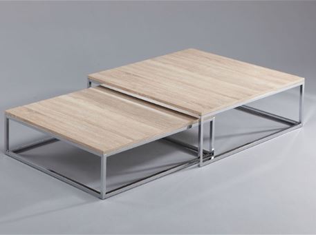 LETICIA -  Center Table, Chrome Base, Oak Wood Top