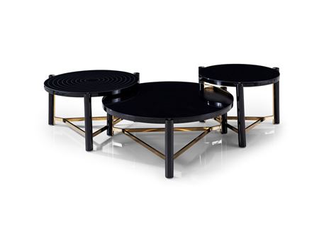 C17085B - Round Black Glass Center Table