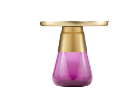 LC 073 - Purple Glass Side Table With Golden Top