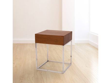 123 - Walnut With Stainless Steel Square Side Table