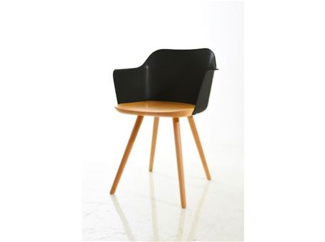 S097 - Natural & Black Wood Dining Chair