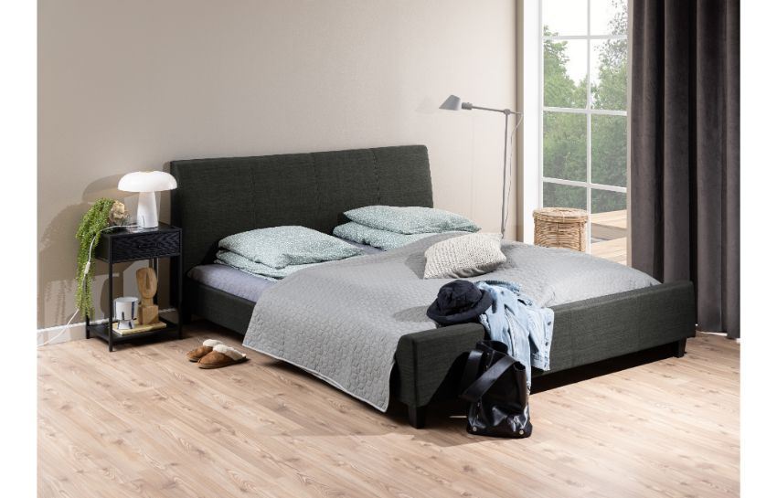 SANDTON King Size Dark Grey Upholstered Bed With • Mobilitop Lebanon