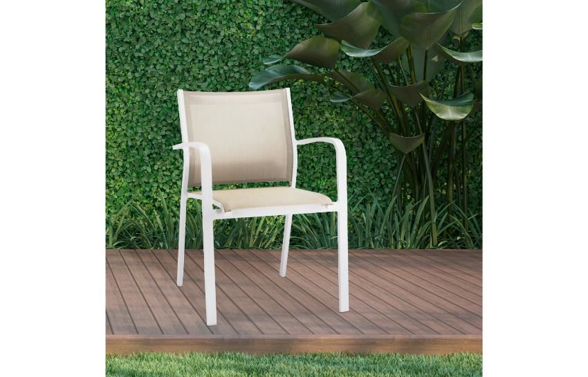 Light Brown Aluminum Outdoor Dining Chair