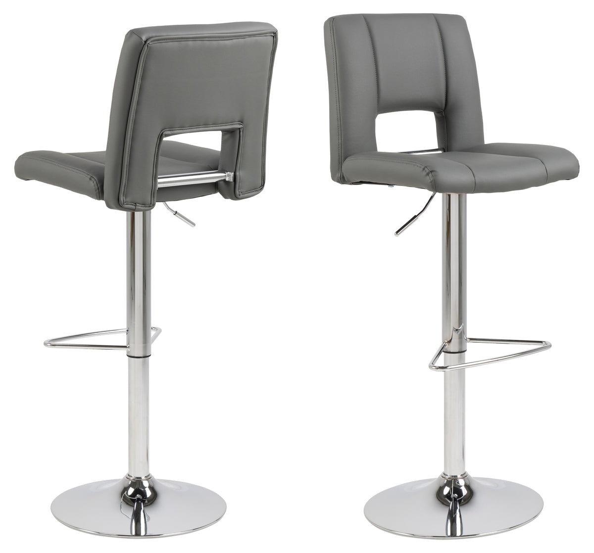 SYLVIA - Leather Bar-Stool Grey
