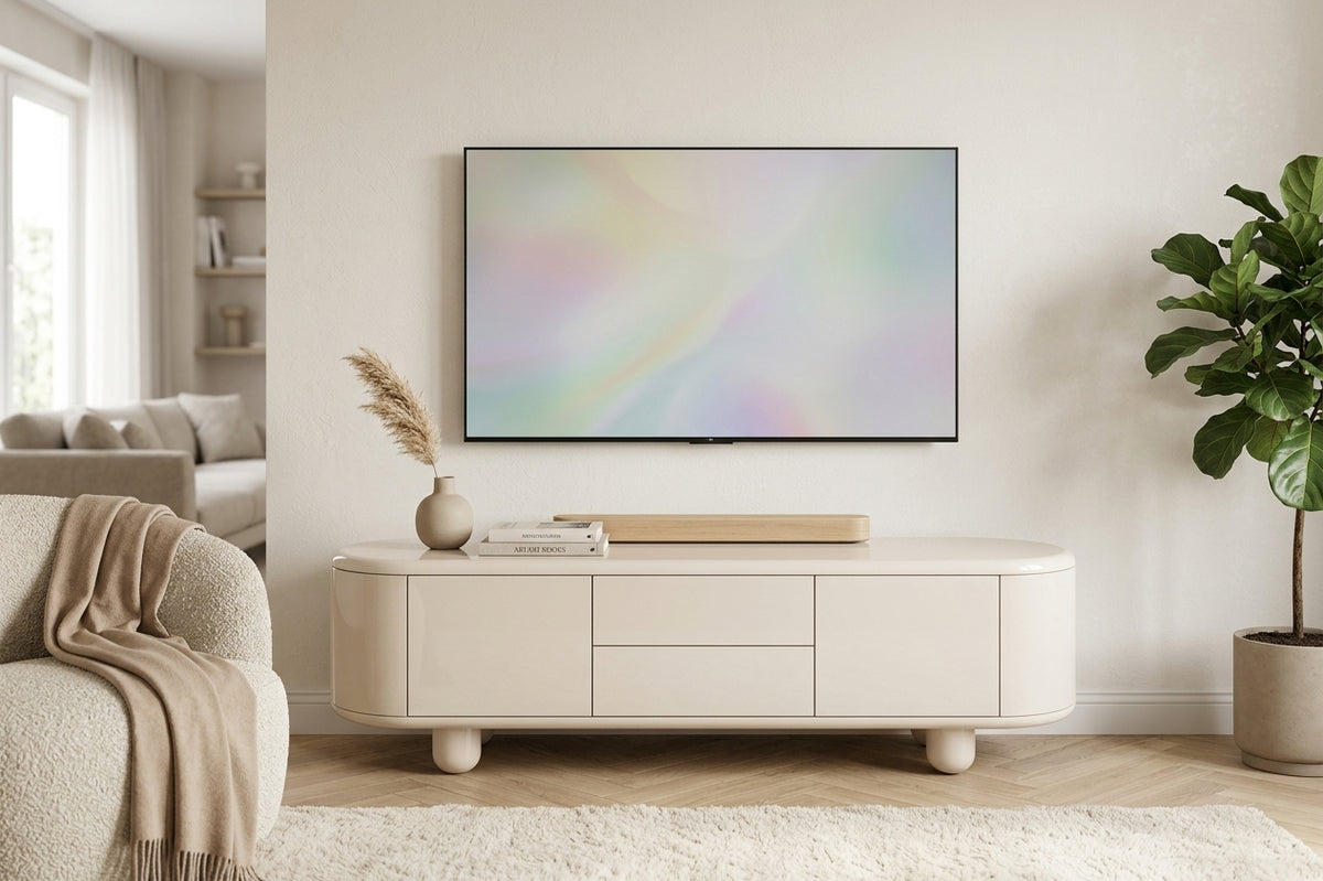 1N002-High Gloss Creamy TV Unit