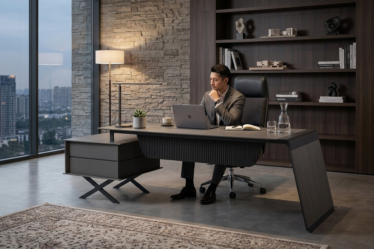 FREYA - Anthracite Office Desk Available  In Left And Right