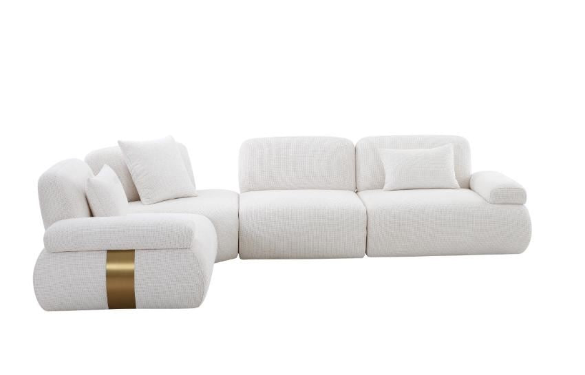 CLOUD - Off-White Modern Sectional Sofa with Armless Chair