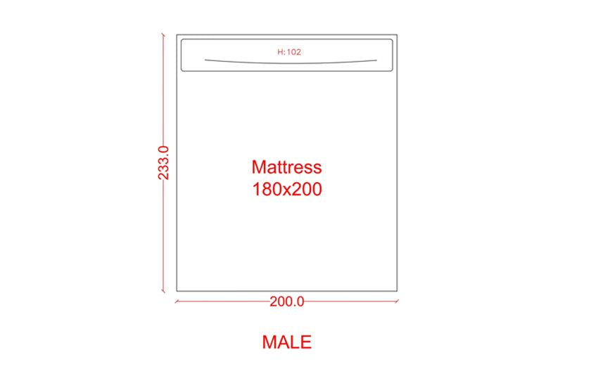 MALE - Grey Modern King Size Bed