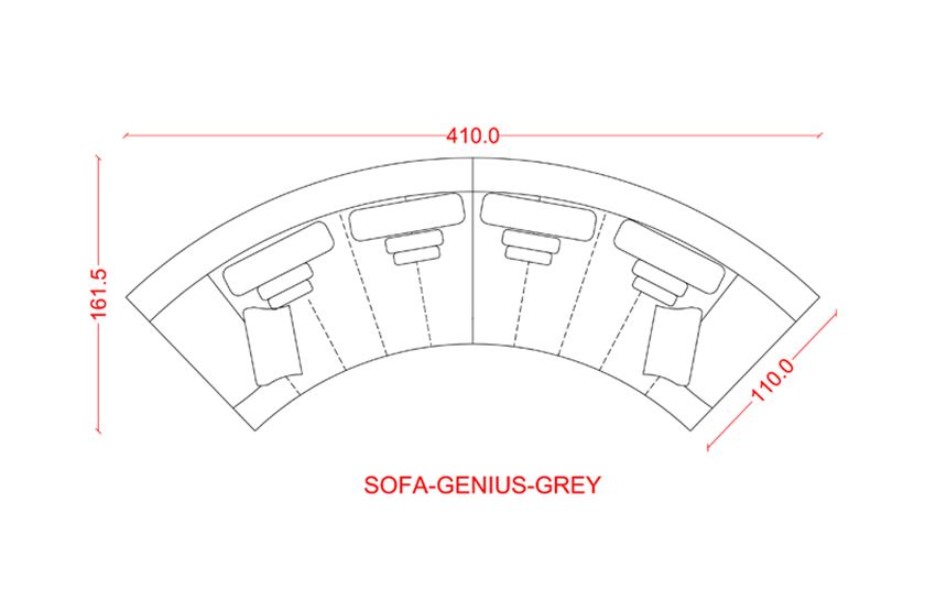 GENIUS - Curved Modern Grey Sectional Sofa
