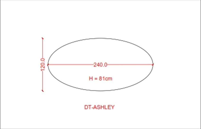 ASHLEY - Local Oval Ceramic Grey Top Dining Table