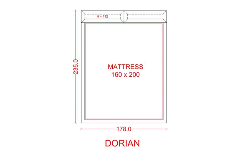 DORIAN - Mix Of Grey Leather And Fabric Queen Size Bed