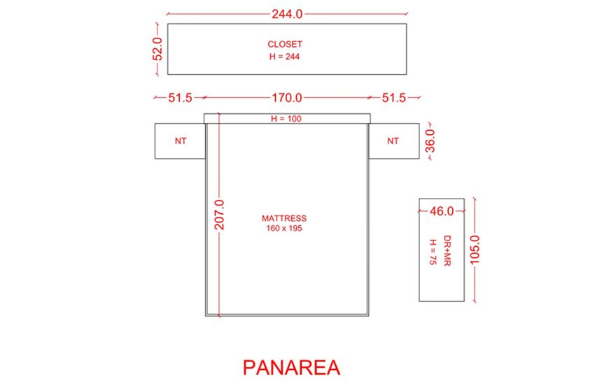 PANAREA - Queen Size Bedroom Set With a 6-Door Closet