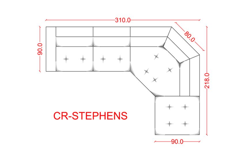 STEPHENS - Grey fabric corner sofa.