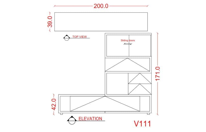 V111 - White and walnut colored tv cabinet.