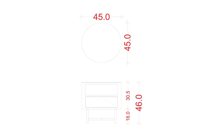 0055C - Round night table with drawer and ceramic top.