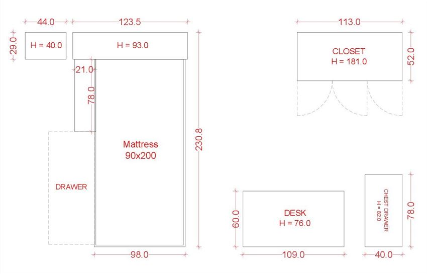 CHARLY - Light wood colored bedroom set.