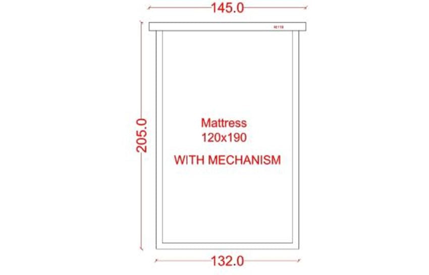 MARIA - Fabric Dark Grey Bed With Mechanism