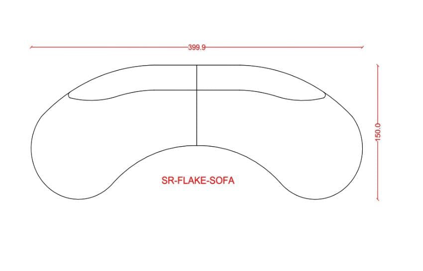 FLAKE 5 seats - Grey Curved Modern Sofa