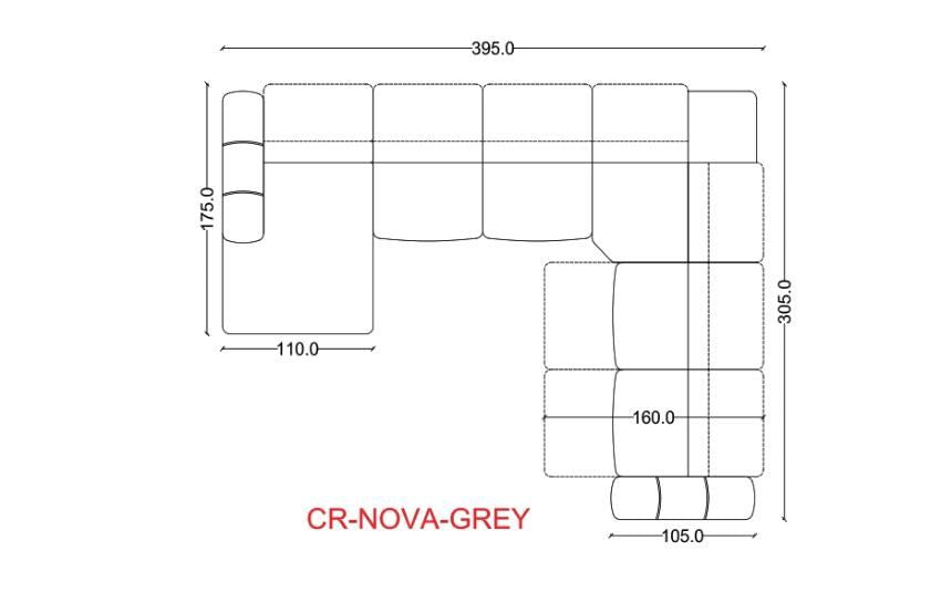 NOVA - Grey Reclining Corner Sofa