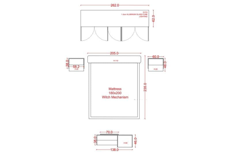 POINT-Double Bed Upholstered With Mechanism