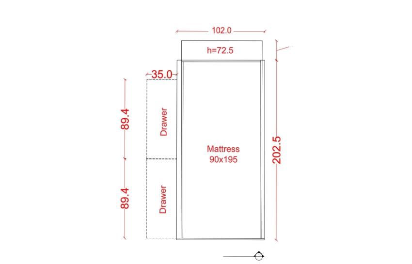 1772-Single Bed With Drawers Grey Color