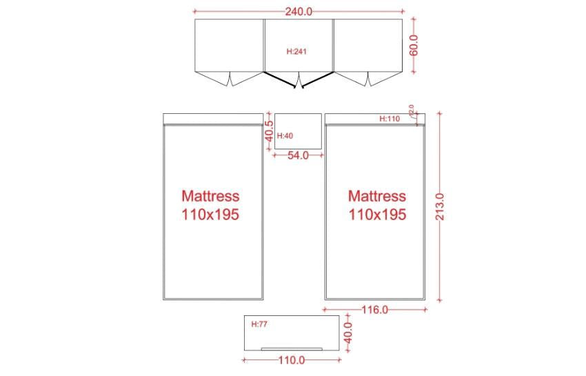 OPTIMAL-Local Single Beds Bedroom With Leds