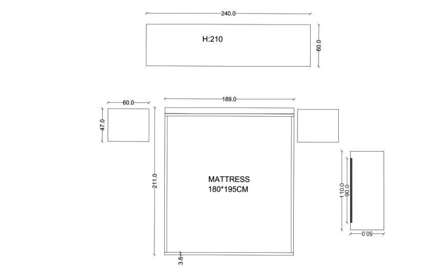 MANSION-Glossy White Double Bed Set