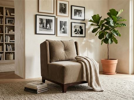 OPERA - All Fabric Contemporary Armchair With Fixed Seat & Movable Back Cushion