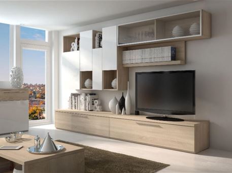 8825 - Natural Oak And White Lacquered Tv Cabinet