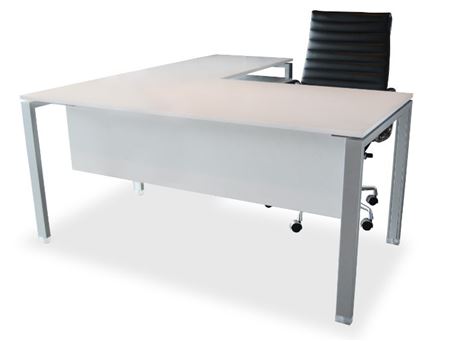 PEGASO - White Executive Desk With Pedestal