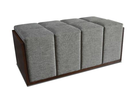 STEVE - Rectangular Shaped Ottoman With Wooden Base