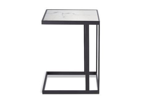LC-111 - White Square Insert Stainless Steel Side Table