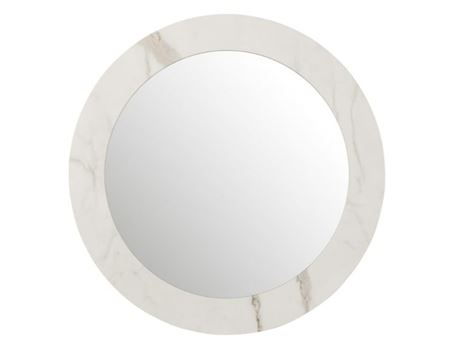 11006 - White Round Marble Mirror 