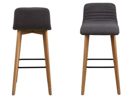 AROSA - Grey Upholstered Barstool With Wooden Legs 