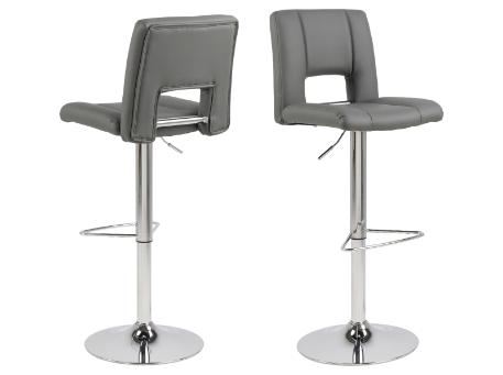 SYLVIA - Leather Bar-Stool Grey