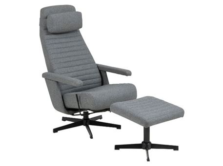 TRANBY - Dark Grey Recliner With Footstool And Swivel Function