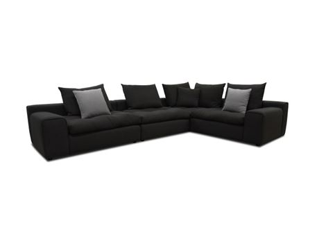 BRANDON-NEW - Grey Wide Fabric Sectional Sofa 