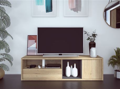 1473 - Natural Light Oak Small Tv Cabinet 