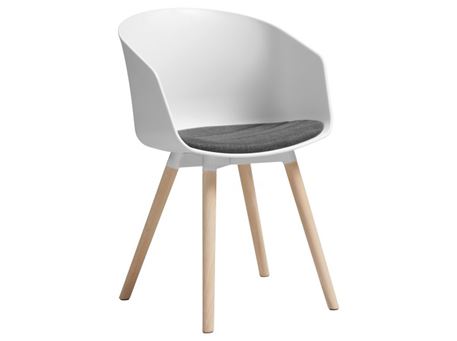 MOON 30 - White Polypropylen With Wooden Base Dining Chair