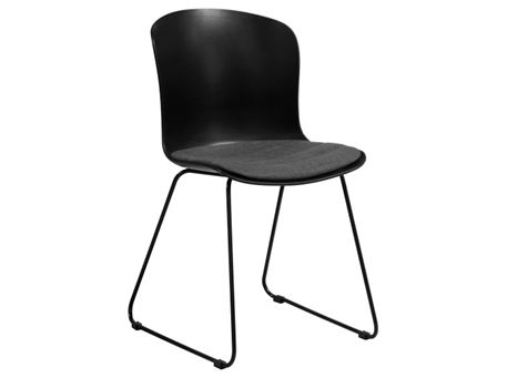 STORY - Black Polypropylen Dining chair With Grey Fabric